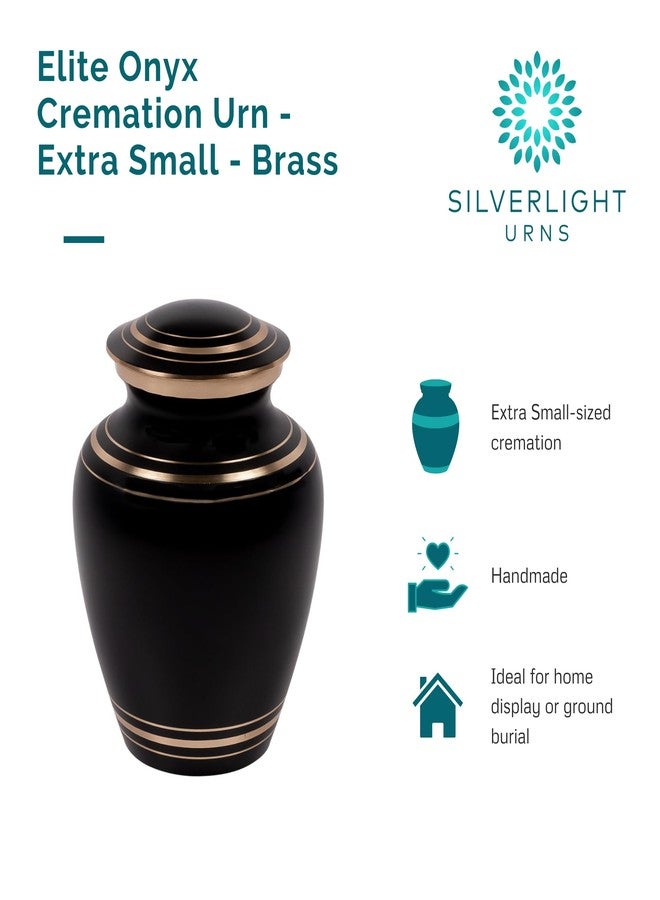 Silverlight Urns جرة حرق جثث من النحاس الأصفر العقيقي من سيلفرلايت أورنز إيليت - صغيرة جدًا، سوداء، صلبة، ارتفاع 5.75 بوصة - Image 5